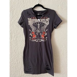 NWT Distressed Rocker Style Graphic T-Shirt Dress